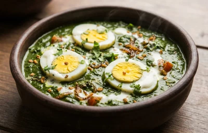 Spinach Egg Curry with Akki Roti - Recipe 1