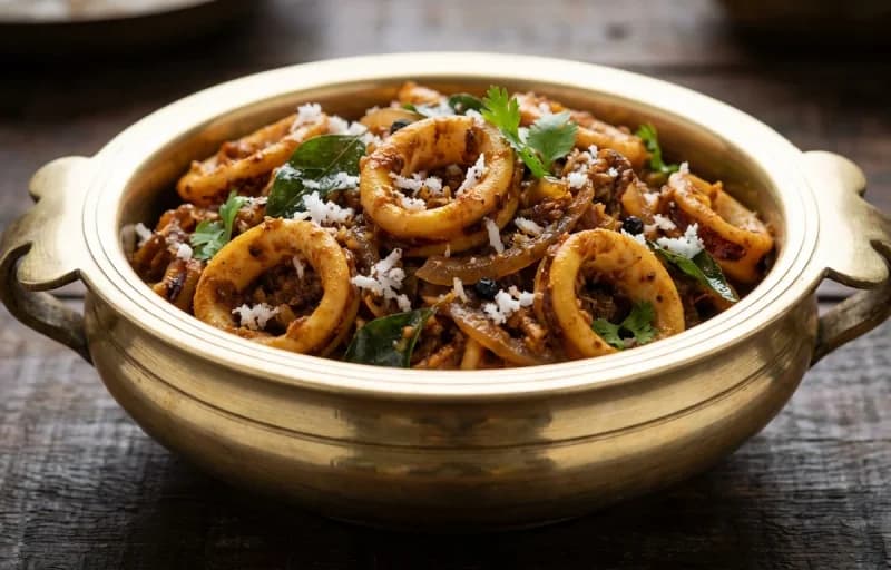 Squid Sukka with Boiled Rice - Recipe 1