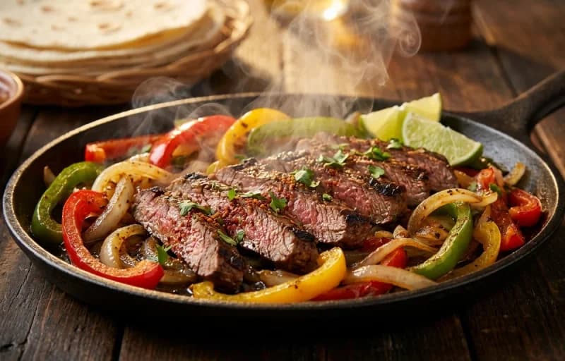 Steak Fajitas, Flour Tortillas, Sauteed Onions and Peppers and Guacamole - Recipe 1