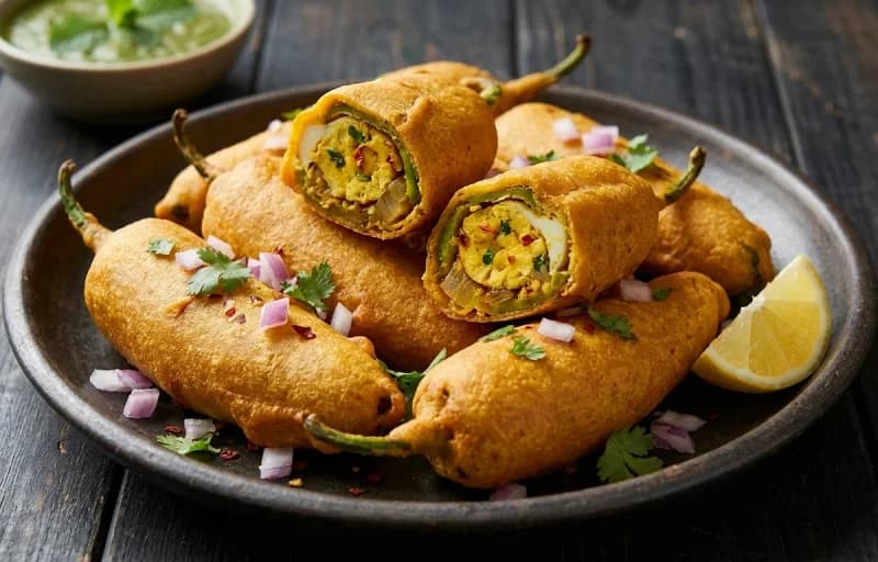 Stuffed Egg Mirchi Bajji