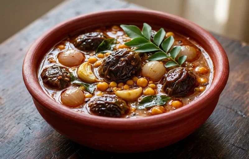 Steamed Basmati Rice, Sundakkai Vathal Kuzhambu and Senai Kizhangu Varuval - Recipe 2