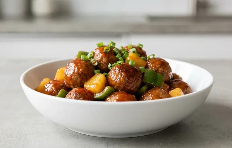 Sweet and Sour Meatballs with Steamed Basmati Rice - Recipe 1