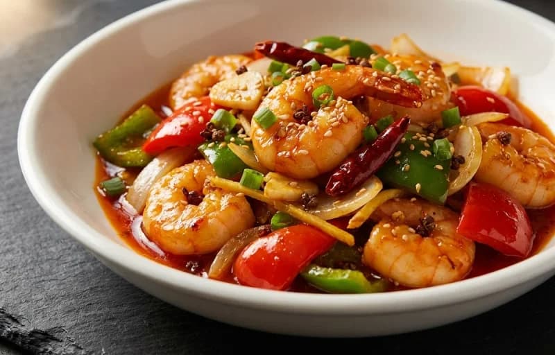 Szechuan Shrimp, Steamed Basmati Rice and Egg Drop Soup - Recipe 1