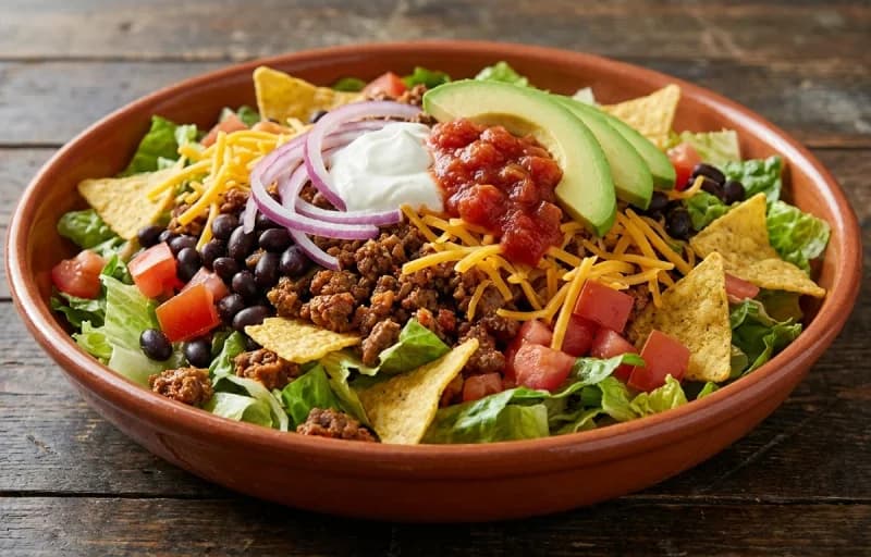 Taco Salad, Salsa Dressing and Tortilla Strips - Recipe 1