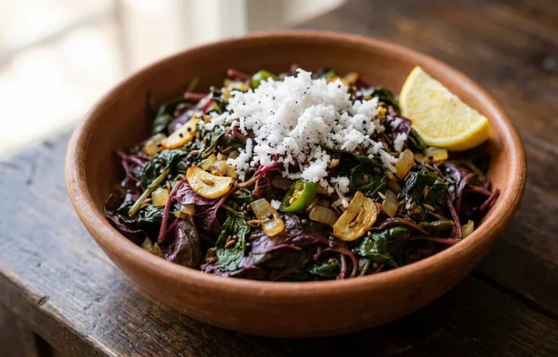 Tambdi Bhaji with Rice Bhakri - Recipe 1