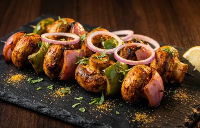 Tandoori Mushroom Tikka with Onion Salad - Recipe 1