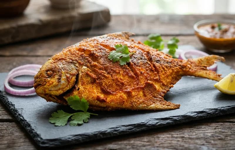 Tarela Machli, Gujarati Kadhi and Steamed Basmati Rice - Recipe 1