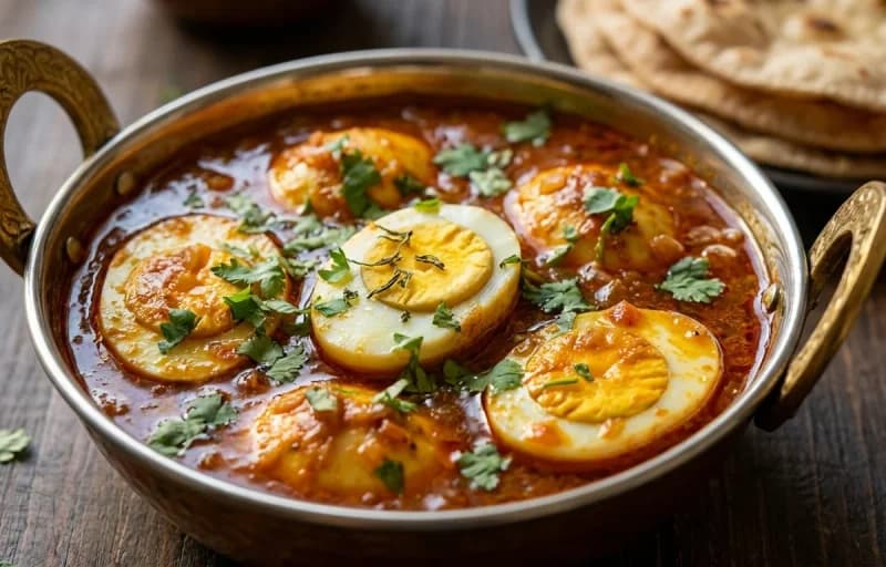 Tari Wale Ande with Steamed Basmati Rice - Recipe 1