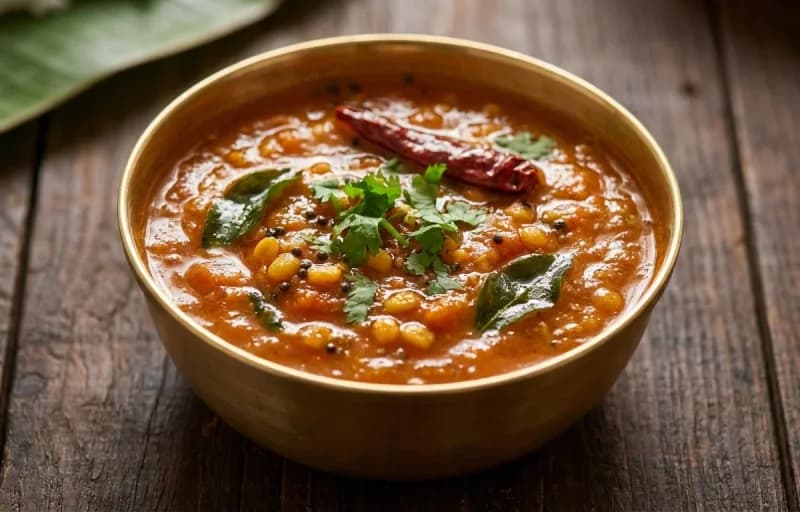 Matta Rice, Thakkali Curry, Muringakka Thoran and Tomato Rasam - Recipe 2