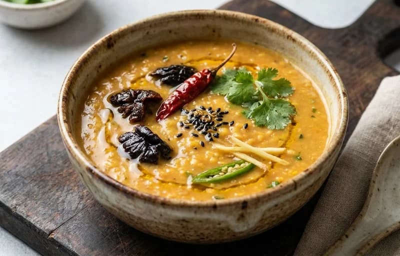 Steamed Basmati Rice, Thekera Tenga Dali and Ful Kobi Bhaji - Recipe 2