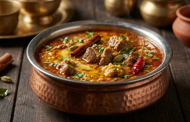 Tidali Dal Gosht with Steamed Basmati Rice - Recipe 1