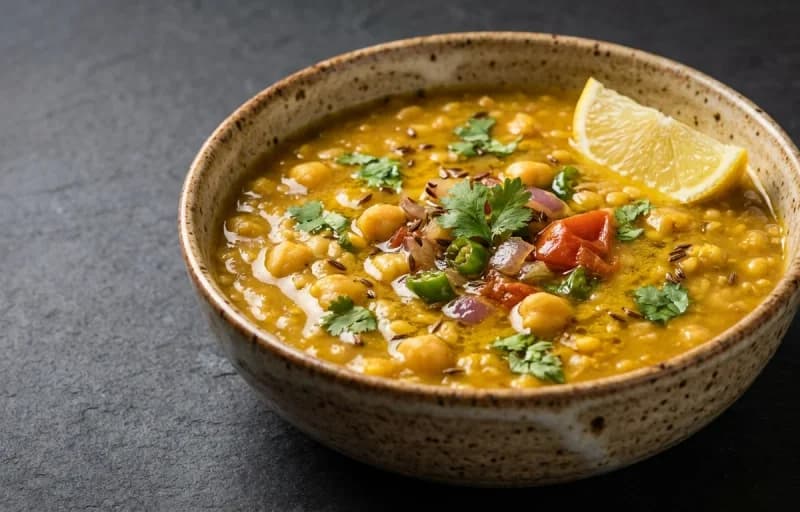 Tidali Dal, Phulka, Bhughi Bhindi and Kachumber Salad - Recipe 1