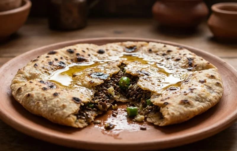 Tisi ki Roti, Bathua Saag and Lahsun Mirch Chutney - Recipe 1