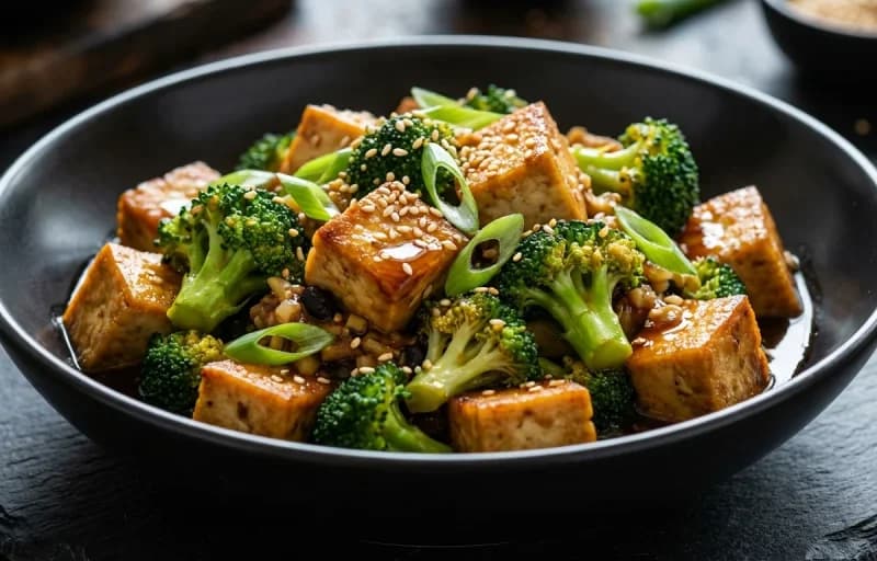 Tofu and Broccoli in Black Bean Sauce