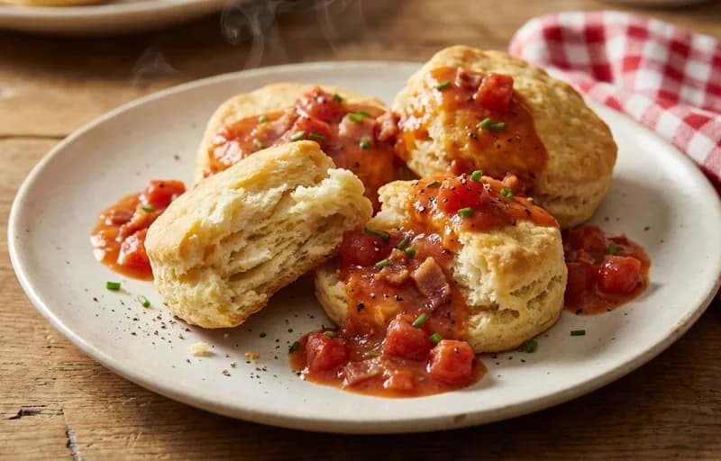 Tomato Gravy and Biscuits