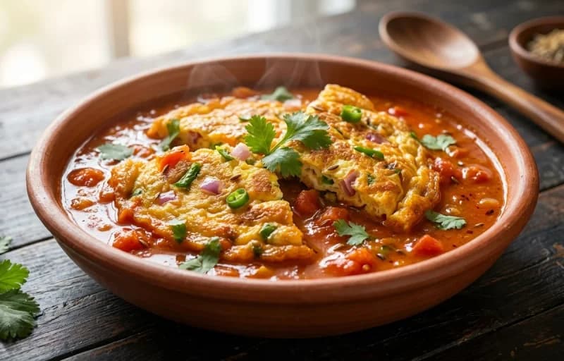 Tomato Omelette Curry with Steamed Basmati Rice - Recipe 1