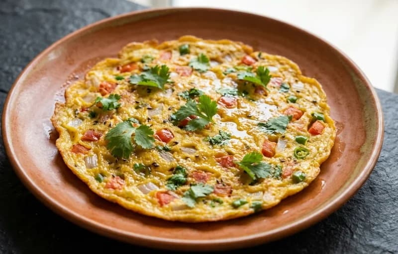 Tomato Omelette with Coriander Mint Chutney - Recipe 1