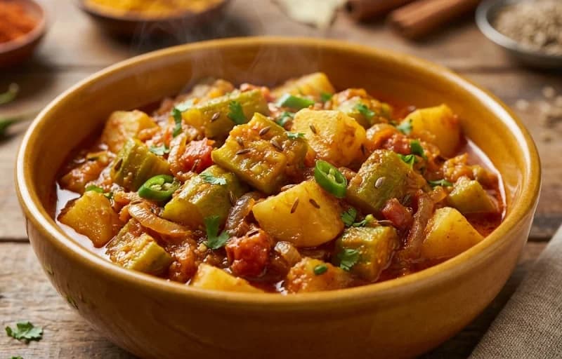 Turi Patata ji Bhaji, Phulka and Kachumber Salad - Recipe 1