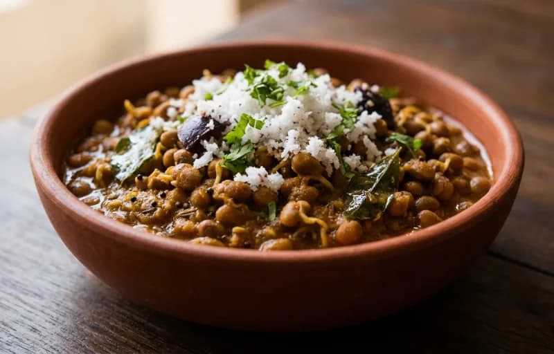 Vaal Bhaji, Steamed Basmati Rice and Batate Talasan - Recipe 1