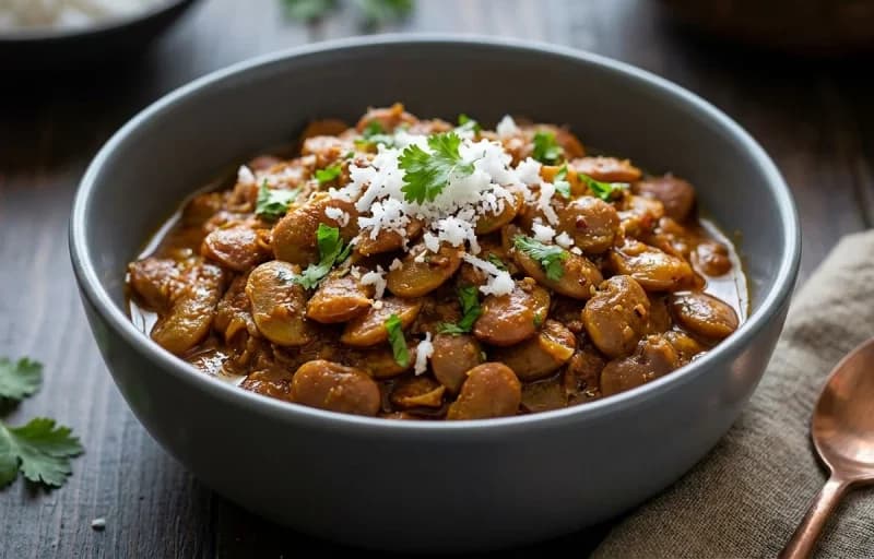 Valpapdichi Bhaji, Konkani Dal Toy and Steamed Basmati Rice - Recipe 1