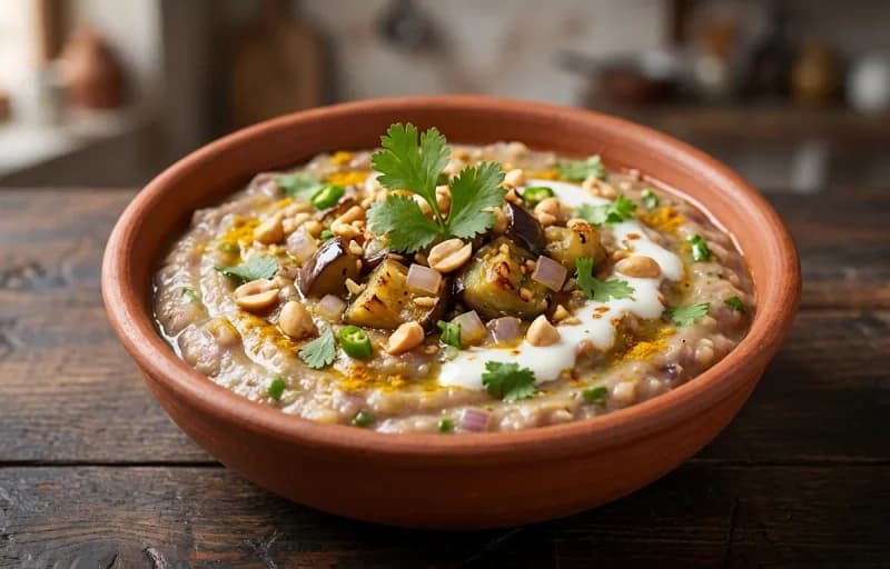 Vangyache Bharit with Bajrichi Bhakri - Recipe 1