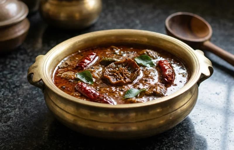 Steamed Basmati Rice, Vatha Kulambu, Muttai Appam and Kovakkai Poriyal - Recipe 2