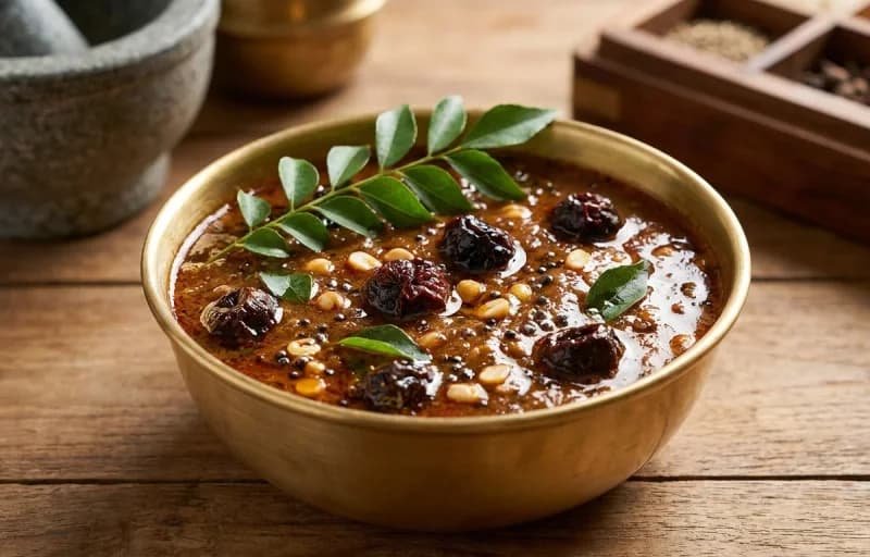 Vathal Kozhambu, Steamed Basmati Rice and Urulai Varuval - Recipe 1