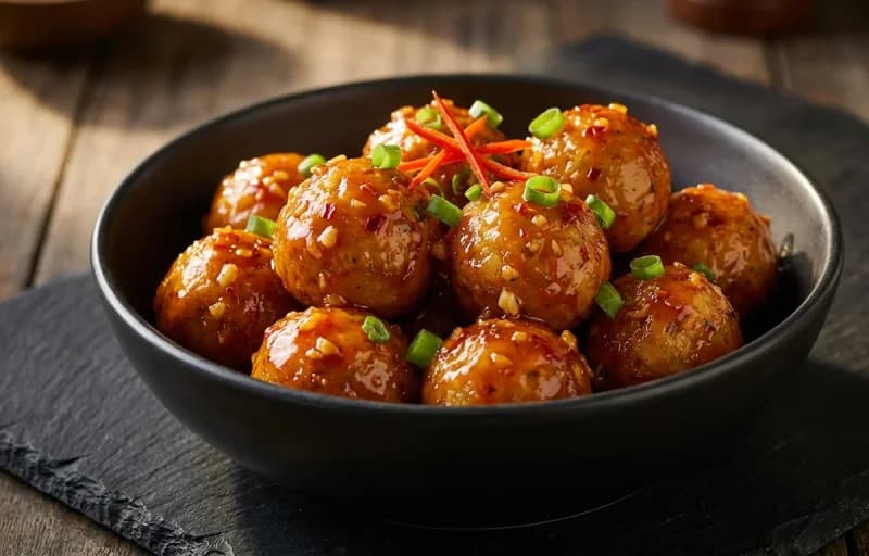 Veg Balls in Hot Garlic Sauce with Chilli Garlic Noodles - Recipe 1