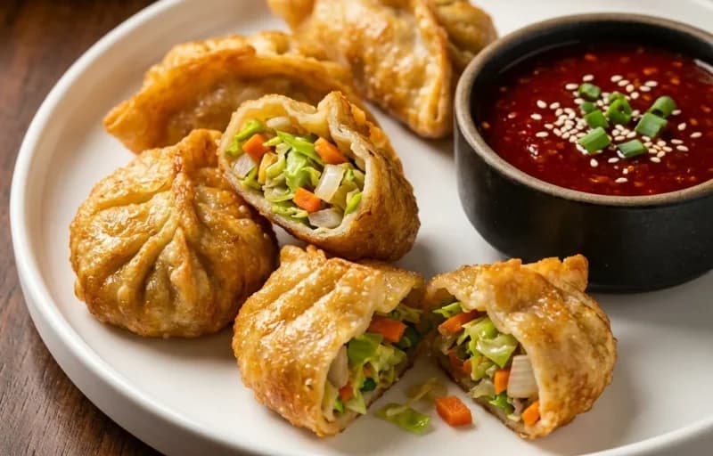 Veg Fried Momos with Sweet Chili Sauce - Recipe 1