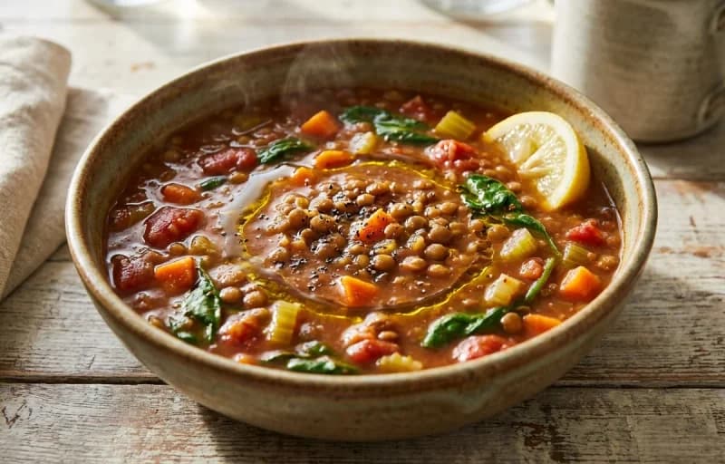 CKD-Friendly Lentil Soup with Quinoa and Cucumber Salad