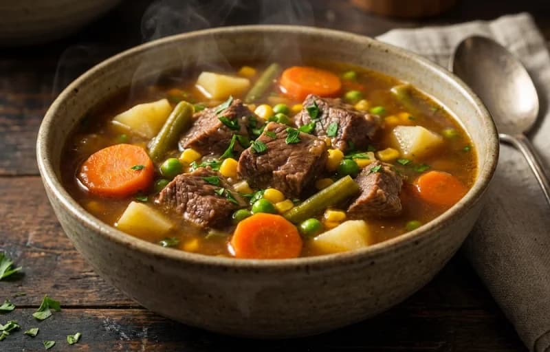 Vegetable Beef Soup with Cornbread - Recipe 1