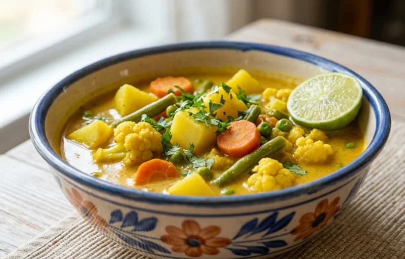 Vegetable Caldin, Goan Sannas and Fried Egg - Recipe 1