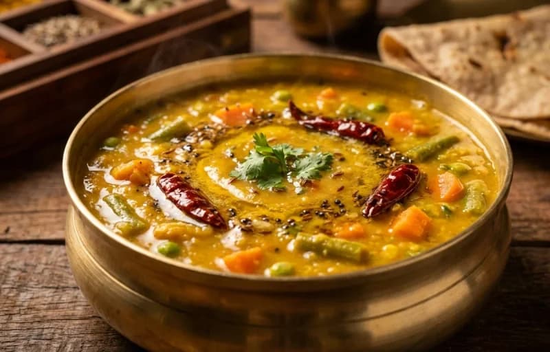 Vegetable Dal with Phulka - Recipe 1