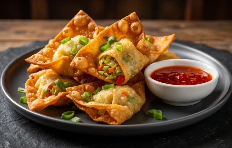 Veg Hot and Sour Soup with Vegetable Fried Wontons - Recipe 2