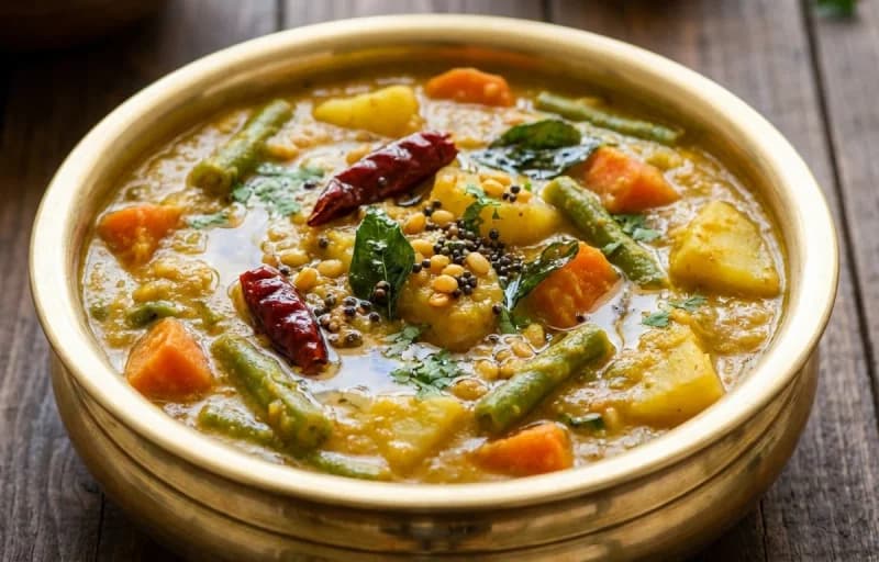 Boiled Rice, Vegetable Koddel and Aralu Sandige - Recipe 2