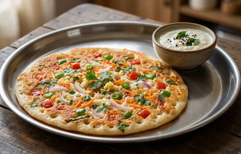 Vegetable Uthappam, Vegetable Sambar and Coconut Chutney - Recipe 1