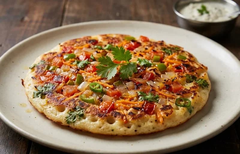 Vegetable Uttapam, Vegetable Sambar and Coriander Mint Chutney - Recipe 1