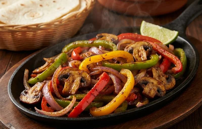 Fajitas, Garlic Butter Mushrooms, Stuffed Bell Peppers, Laccha Pyaaz, Savory Black Beans and Guacamole - Recipe 1