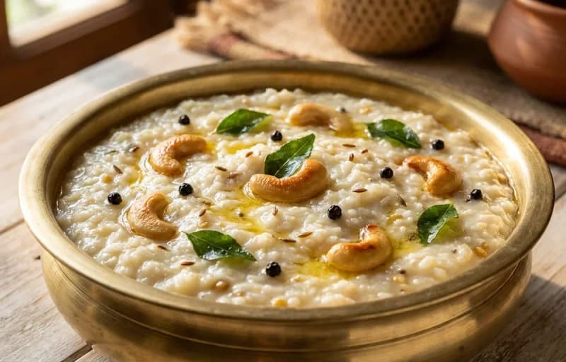 Ven Pongal, Brinjal Gothsu and Coconut Chutney - Recipe 1