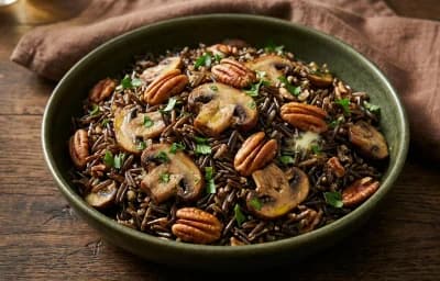 Wild Rice Pilaf with Mushrooms and Pecans
