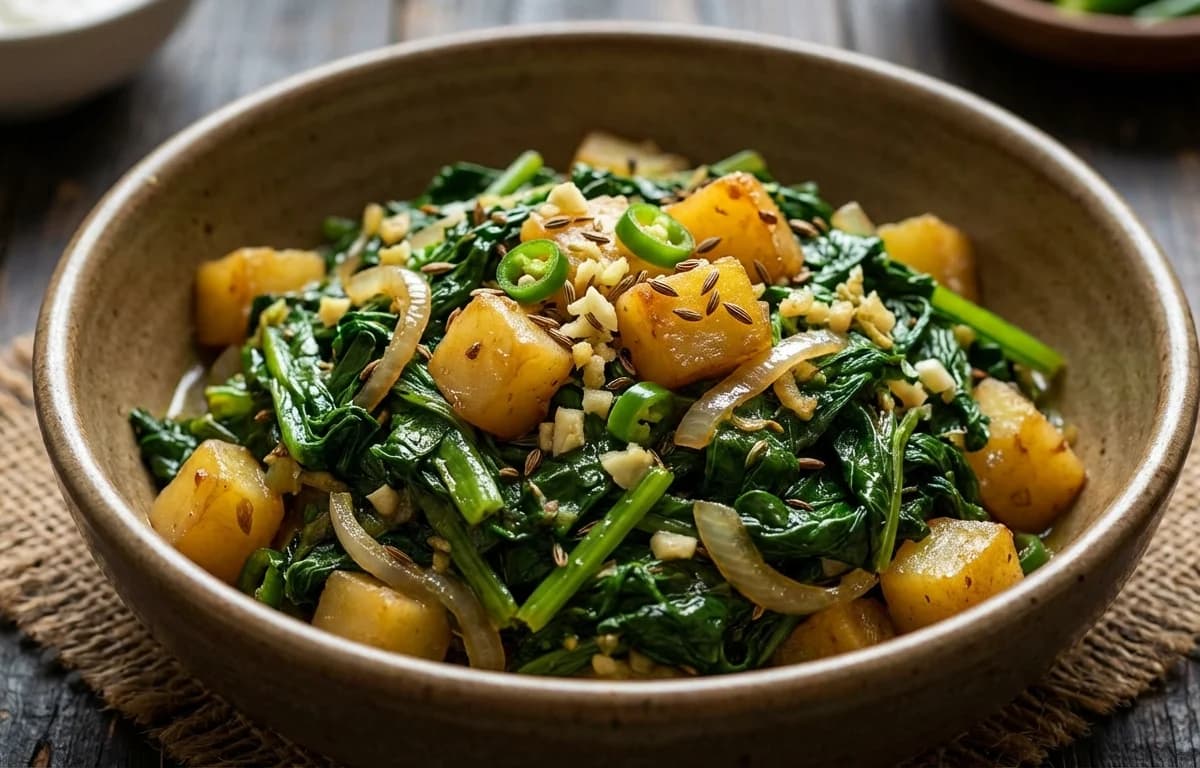 Assamese Mustard Greens Stir-Fry
