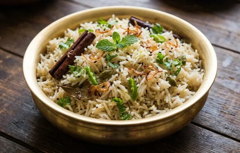 Bagara Bhaat with Hyderabadi Baingan Bharta - Recipe 1