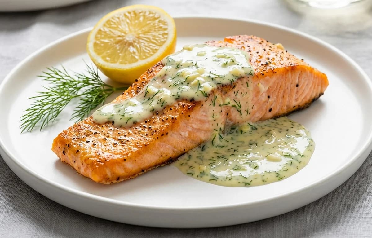Baked Salmon with Dill Sauce
