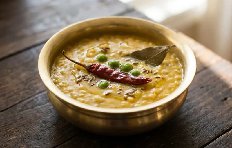 Bhaja Muger Dal, Steamed Basmati Rice and Aloo Posto - Recipe 1