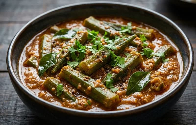 Bhendi ka Salan, Steamed Basmati Rice and Masoor Dal Tadka - Recipe 1