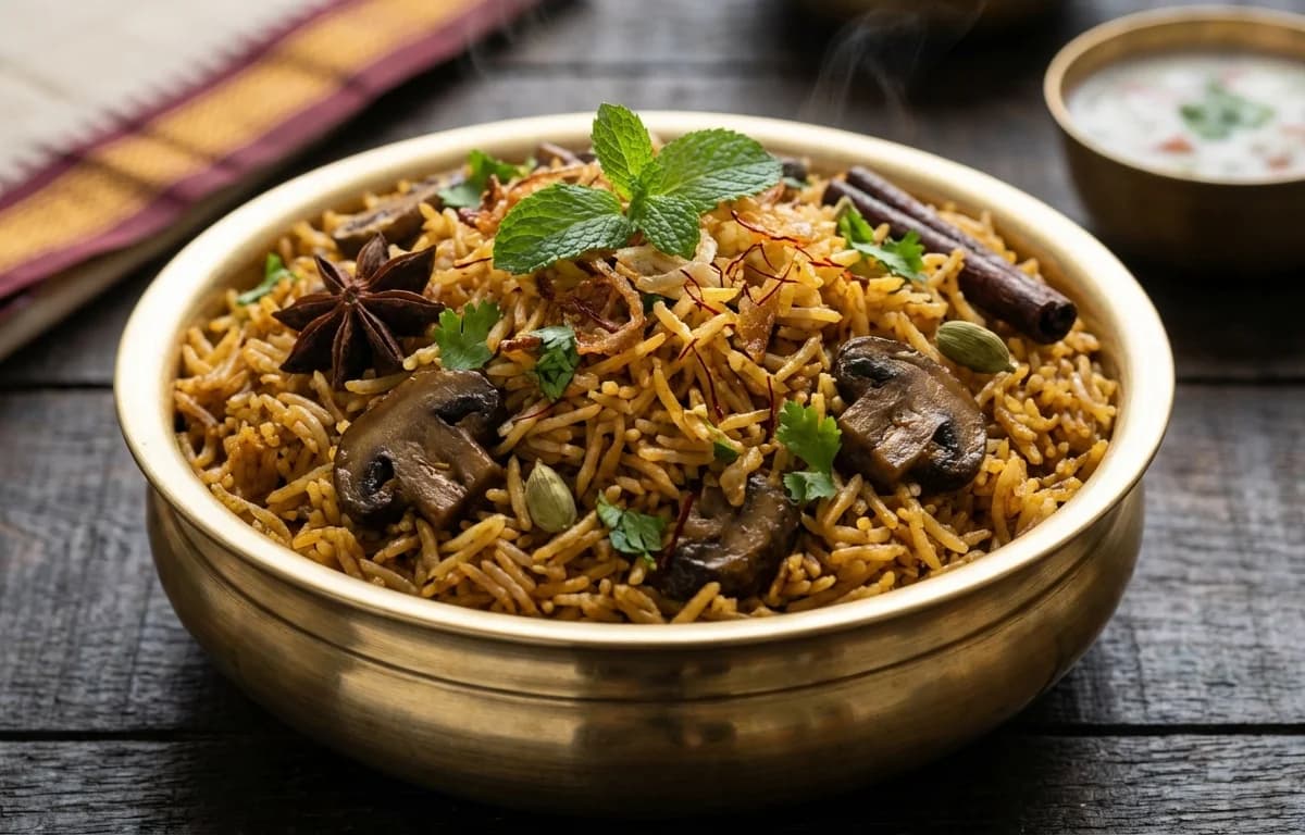 Chettinad Mushroom Biryani