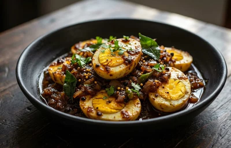 Chettinad Pepper Egg Fry, Tomato Rice and Curd - Recipe 1