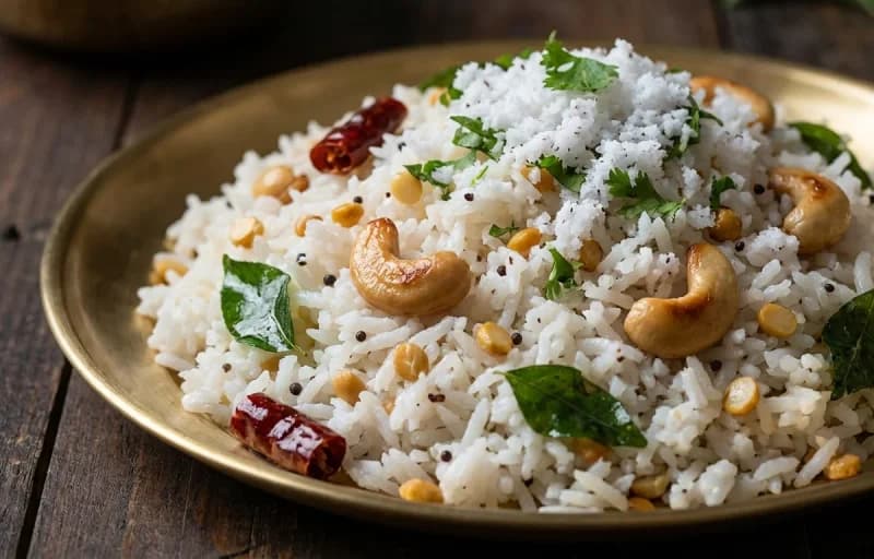 Muttai Kuzhambu, Coconut Rice and Vendakkai Poriyal - Recipe 2