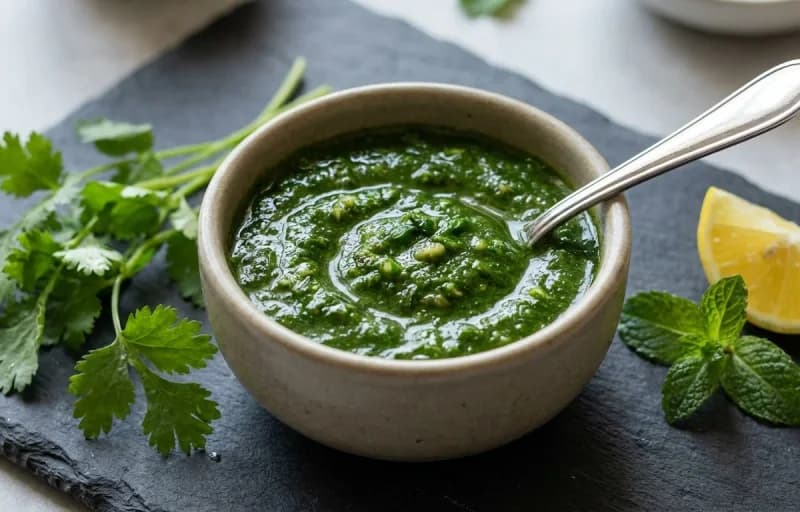 Handvo, Coriander Mint Chutney and Masala Chaas - Recipe 2