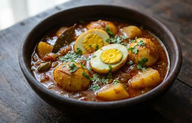 Ghee Rice, Dimer Jhol and Begun Bhaja - Recipe 2